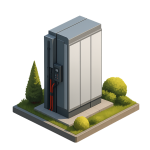 Solarbatterie auf modernem Plattenboden